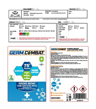 Pdp B (Germ Combat Sanitizing Wipe)